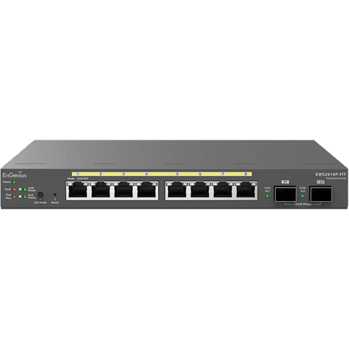 EWS2910P EnGenius Fit Gigabit 8-Port 55W PoE+ Switch with 2 SFP Ports