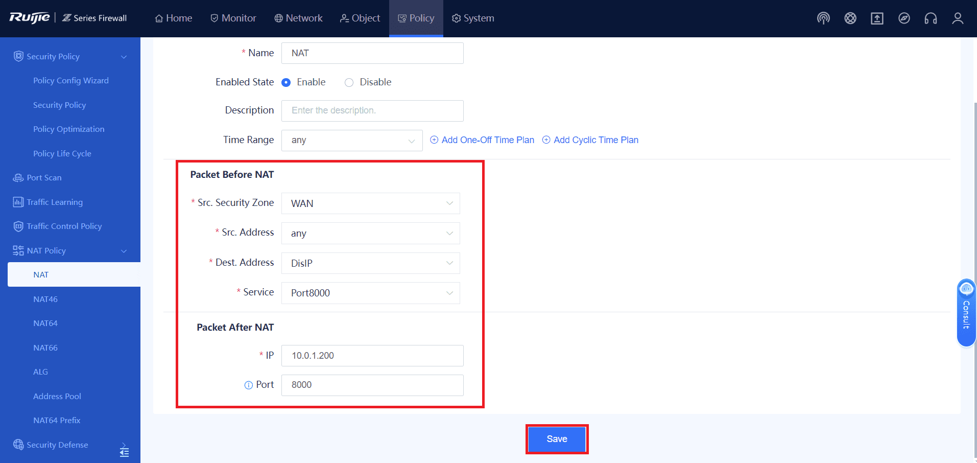 Ruijie Firewall Port Forwarding