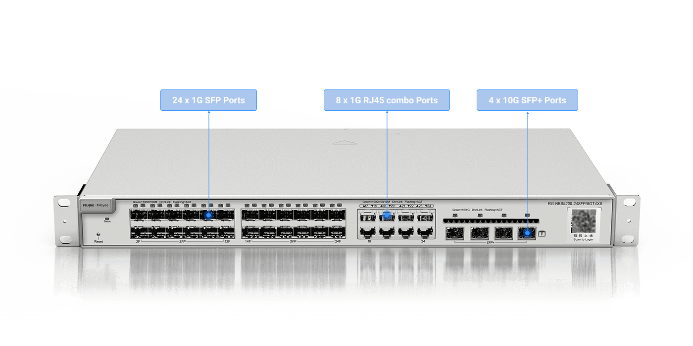 Reyee RG-NBS5200-24SFP 8GT4XS 24 Port Full SFP Network Switch