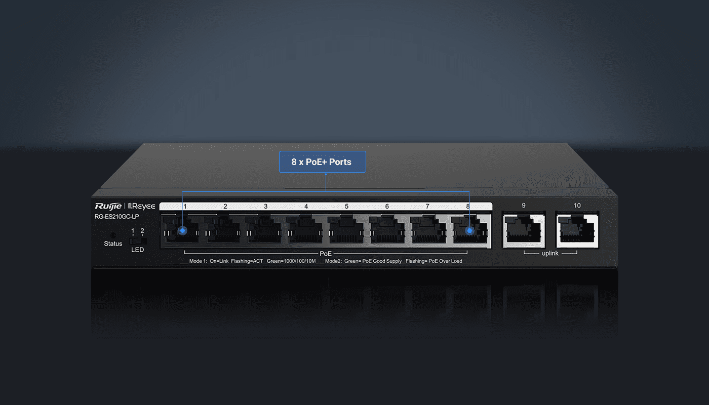 Reyee RG-ES210GC-LP 10 Port Gigabit PoE Switch